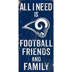 Los Angeles Rams Sign Wood 6x12 Football Friends and Family Design Color