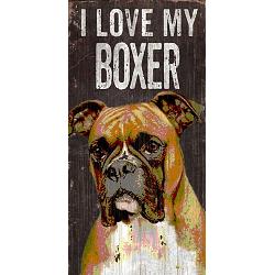 Pet Sign Wood I Love My Boxer 5"x10"