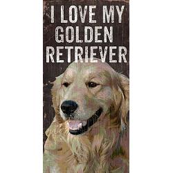 Pet Sign Wood I Love My Golden Retriever 5"x10"