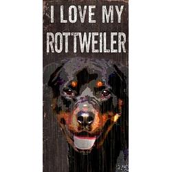 Pet Sign Wood I Love My Rottweiler 5"x10"