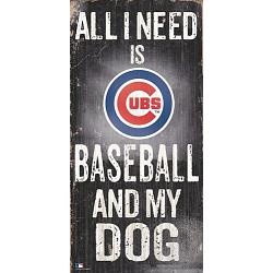 Chicago Cubs Sign Wood 6x12 Baseball and Dog Design