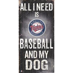 Minnesota Twins Sign Wood 6x12 Baseball and Dog Design