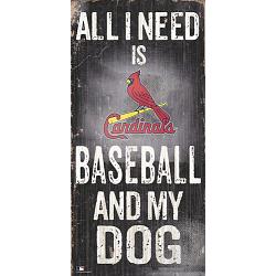 St. Louis Cardinals Sign Wood 6x12 Baseball and Dog Design