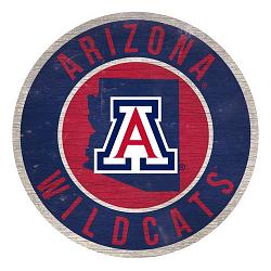 Arizona Wildcats Sign Wood 12 Inch Round State Design