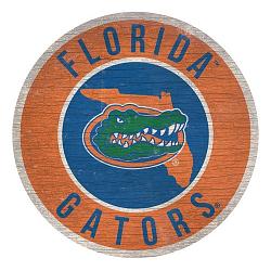 Florida Gators Sign Wood 12 Inch Round State Design