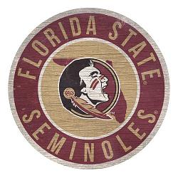 Florida State Seminoles Sign Wood 12 Inch Round State Design