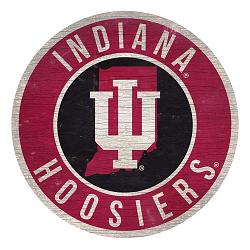 Indiana Hoosiers Sign Wood 12 Inch Round State Design