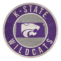 Kansas State Wildcats Sign Wood 12 Inch Round State Design