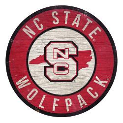 North Carolina State Wolfpack Sign Wood 12 Inch Round State Design