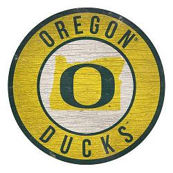 Oregon Ducks Sign Wood 12 Inch Round State Design