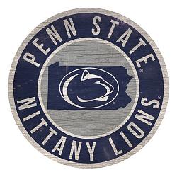 Penn State Nittany Lions Sign Wood 12 Inch Round State Design