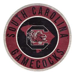 South Carolina Gamecocks Sign Wood 12 Inch Round State Design