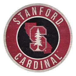 Stanford Cardinal Sign Wood 12 Inch Round State Design