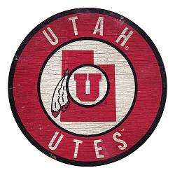 Utah Utes Sign Wood 12 Inch Round State Design
