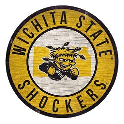 Wichita State Shockers Sign Wood 12 Inch Round State Design