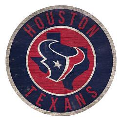 Houston Texans Sign Wood 12 Inch Round State Design