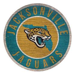 Jacksonville Jaguars Sign Wood 12 Inch Round State Design