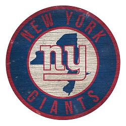 New York Giants Sign Wood 12 Inch Round State Design