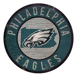 Philadelphia Eagles Sign Wood 12 Inch Round State Design