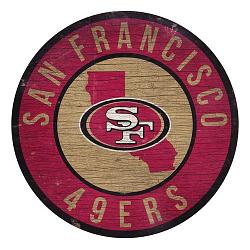 San Francisco 49ers Sign Wood 12 Inch Round State Design