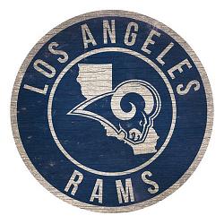 Los Angeles Rams Sign Wood 12 Inch Round State Design