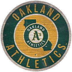 Oakland Athletics Sign Wood 12 Inch Round State Design