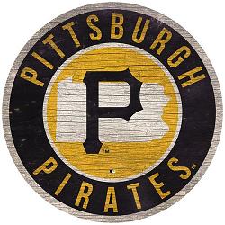 Pittsburgh Pirates Sign Wood 12 Inch Round State Design