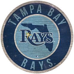 Tampa Bay Rays Sign Wood 12 Inch Round State Design