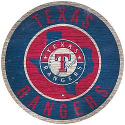 Texas Rangers Sign Wood 12 Inch Round State Design