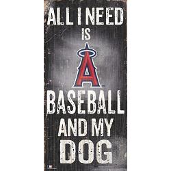 Los Angeles Angels Sign Wood 6x12 Baseball and Dog Design