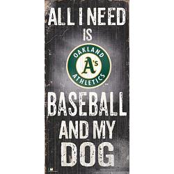 Oakland Athletics Sign Wood 6x12 Baseball and Dog Design