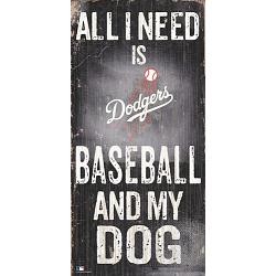 Los Angeles Dodgers Sign Wood 6x12 Baseball and Dog Design