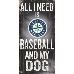 Seattle Mariners Sign Wood 6x12 Baseball and Dog Design