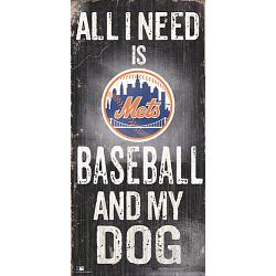 New York Mets Sign Wood 6x12 Baseball and Dog Design