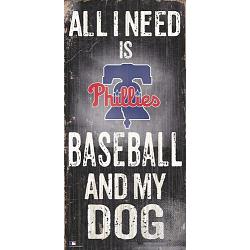 Philadelphia Phillies Sign Wood 6x12 Baseball and Dog Design