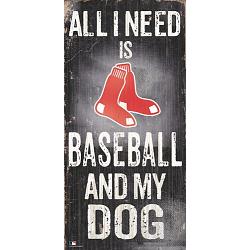 Boston Red Sox Sign Wood 6x12 Baseball and Dog Design