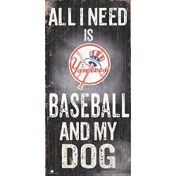 New York Yankees Sign Wood 6x12 Baseball and Dog Design