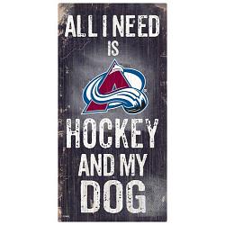 Colorado Avalanche Sign Wood 6x12 Hockey and Dog Design