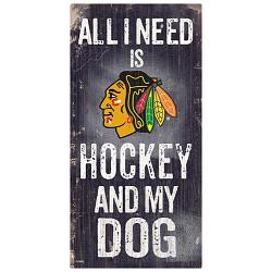 Chicago Blackhawks Sign Wood 6x12 Hockey and Dog Design