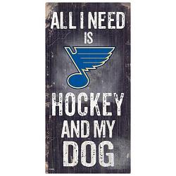 St.Louis Blues Sign Wood 6x12 Hockey and Dog Design