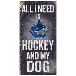 Vancouver Canucks Sign Wood 6x12 Hockey and Dog Design