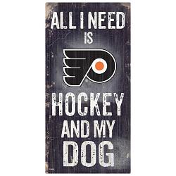 Philadelphia Flyers Sign Wood 6x12 Hockey and Dog Design