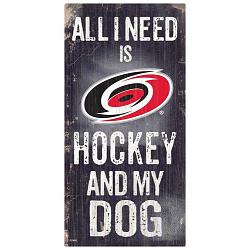 Carolina Hurricanes Sign Wood 6x12 Hockey and Dog Design