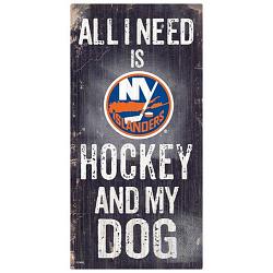 New York Islanders Sign Wood 6x12 Hockey and Dog Design