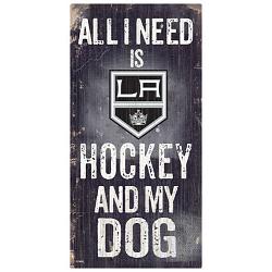 Los Angeles Kings Sign Wood 6x12 Hockey and Dog Design