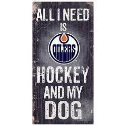 Edmonton Oilers Sign Wood 6x12 Hockey and Dog Design