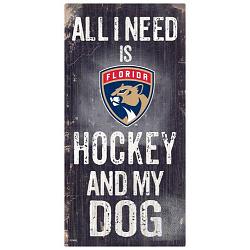 Florida Panthers Sign Wood 6x12 Hockey and Dog Design