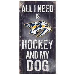 Nashville Predators Sign Wood 6x12 Hockey and Dog Design