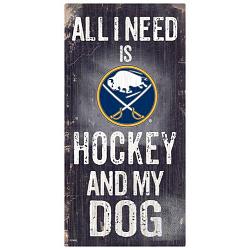 Buffalo Sabres Sign Wood 6x12 Hockey and Dog Design