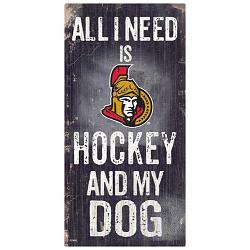 Ottawa Senators Sign Wood 6x12 Hockey and Dog Design